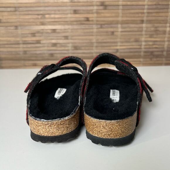 Birkenstock Arizona Shearling Red Plaid Wool 5 - Picture 8 of 11
